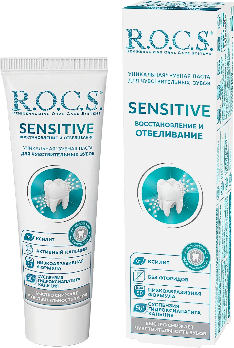 Зубная паста R.O.C.S. Sensitive восстановление и отбеливание 75мл