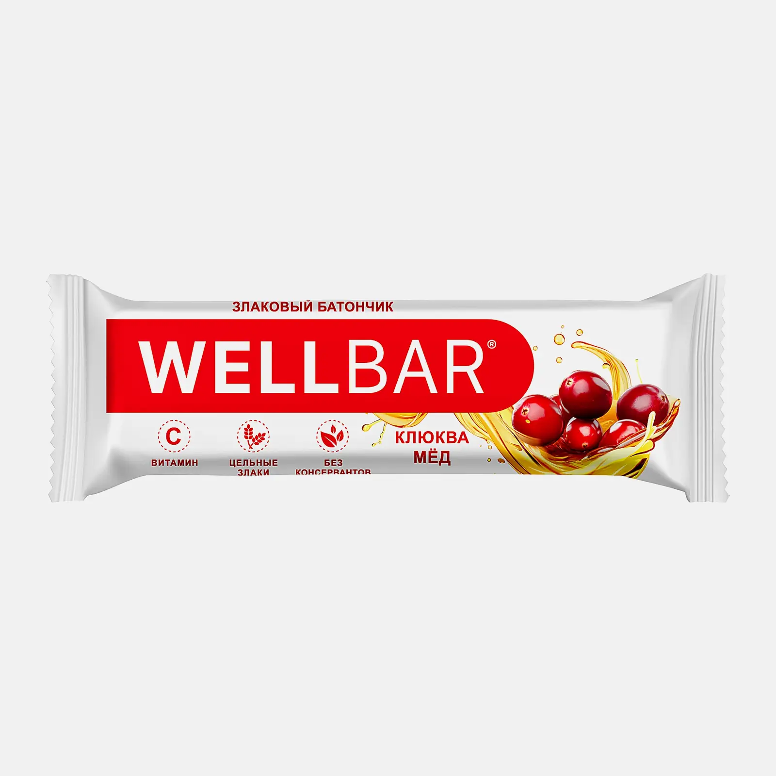 Изображение товара Батончик мюсли Wellbar клюква и мед 50г натуральный перекус для энергии