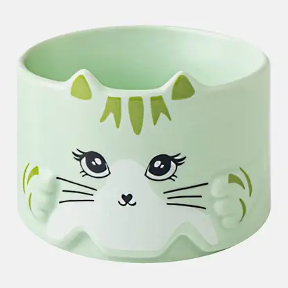 Кружка зеленая Котик фарфор