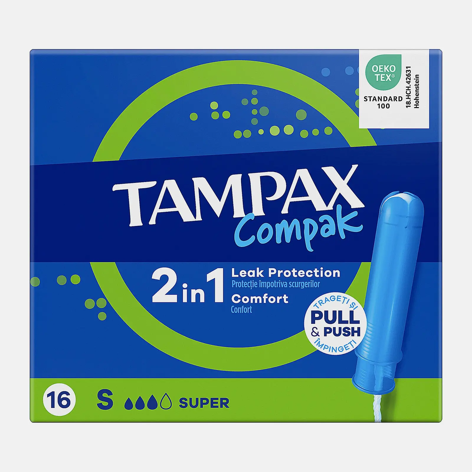 Изображение товара Тампоны Tampax Compak Super 16шт с выдвижным аппликатором для надежной защиты