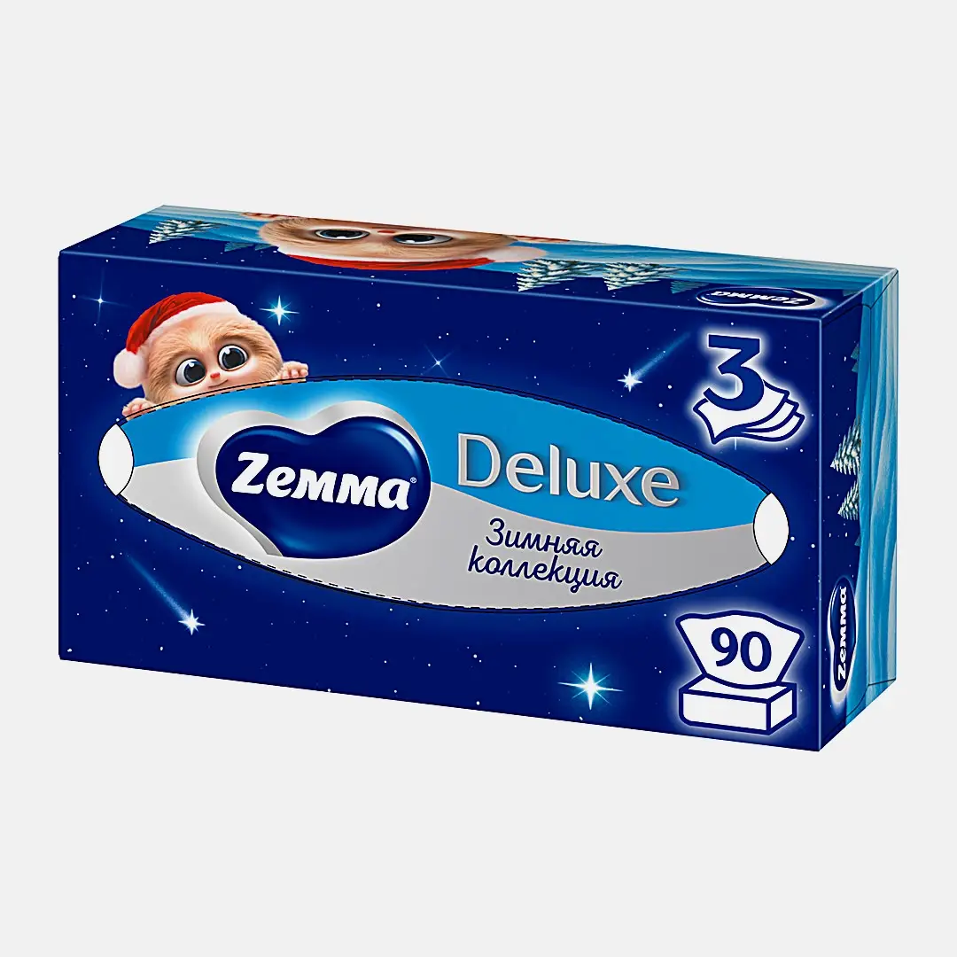 Бумажные салфетки Zemma Deluxe Design 3 слоя 90шт в ассортименте Бумажные салфетки Zemma Deluxe Design 3 слоя 90шт в ассортименте