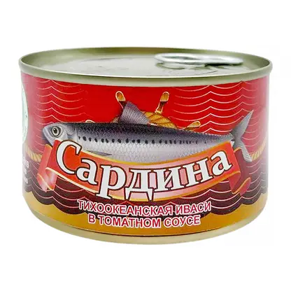 Изображение товара Консервированная сардина Иваси в томатном соусе Русский Рыбный Мир 240г
