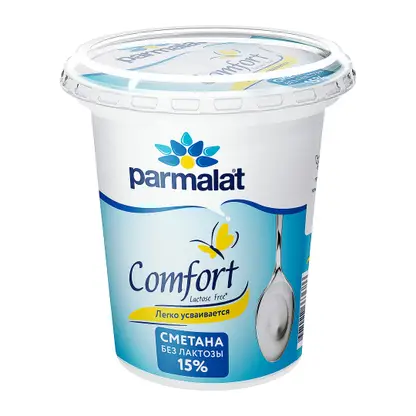 Изображение товара Безлактозная сметана Parmalat 15% 300г - вкусный и полезный молочный продукт
