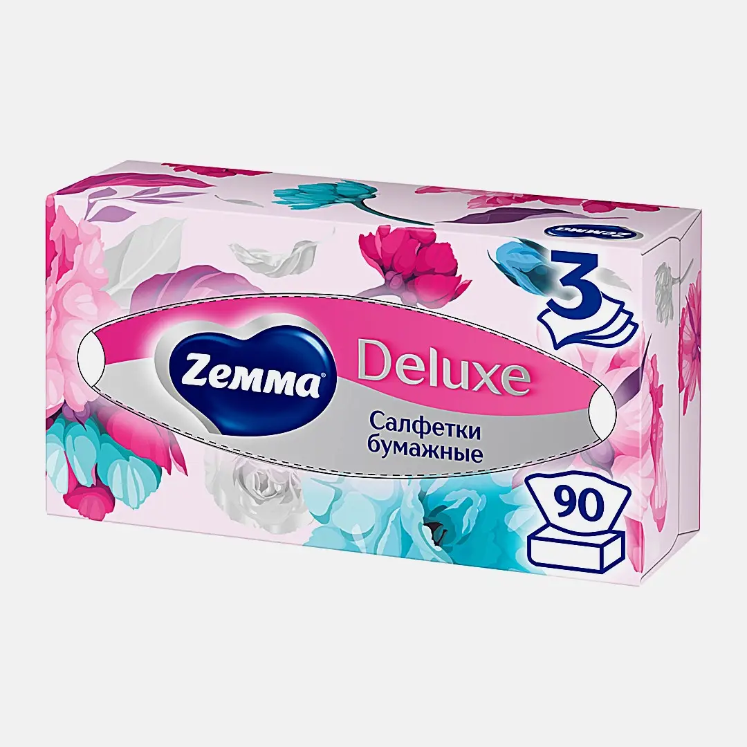 Бумажные салфетки Zemma Deluxe Design 3 слоя 90шт в ассортименте - фото 5