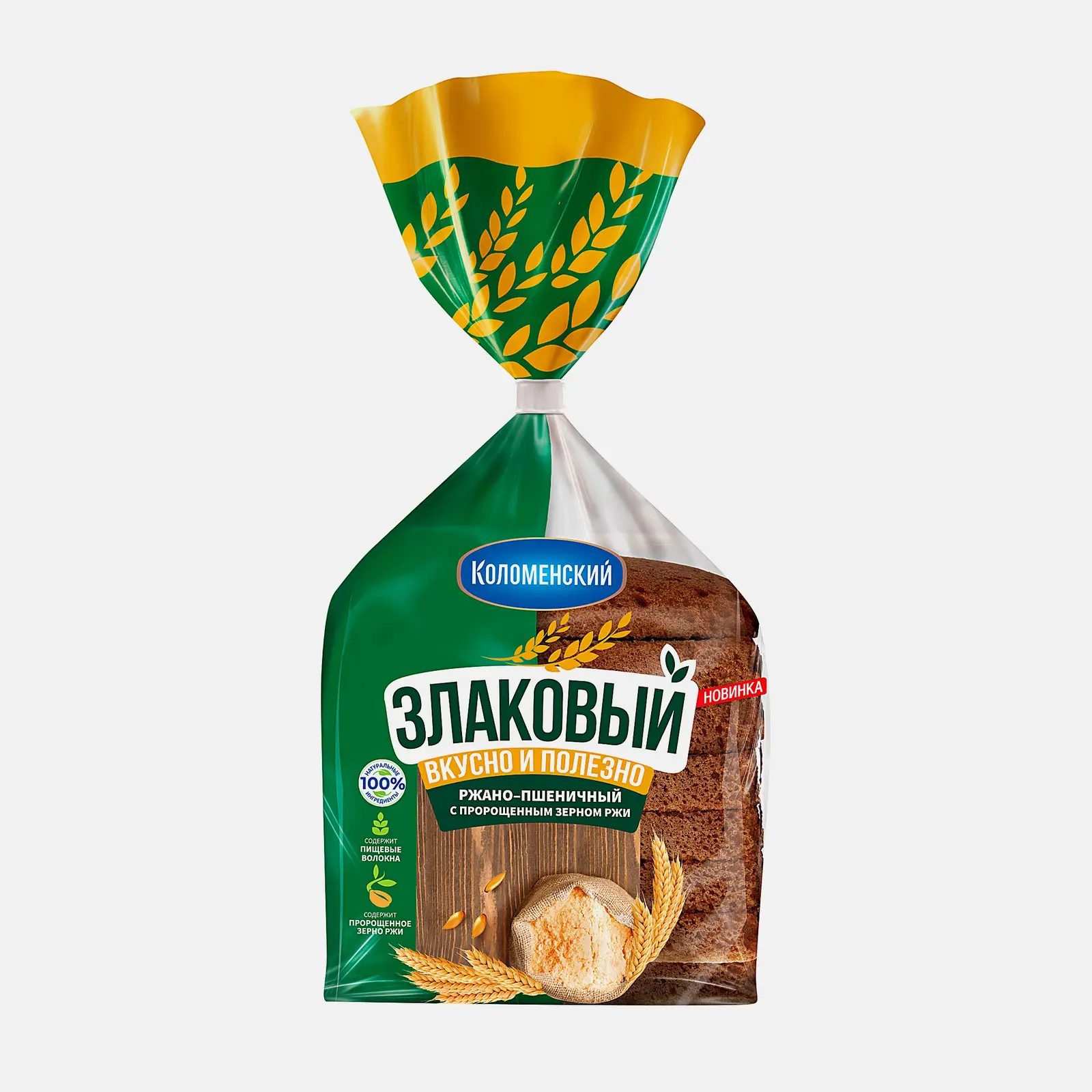 Изображение товара Хлеб злаковый с пророщенным зерном ржи Коломенский 300г натуральный вкус