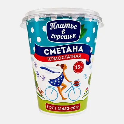 Сметана Платье в Горошек 15% 300г