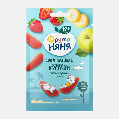 Фруктовые кусочки из яблока, клубники и банана Фрутоняня 15г
