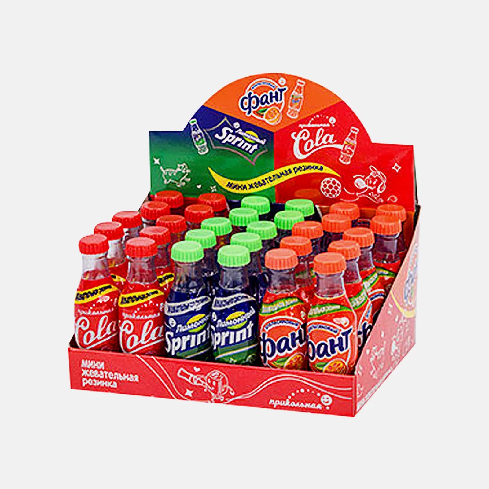 Жевательная резинка в бутылочках Газировка ассорти Канди Трейд 7г