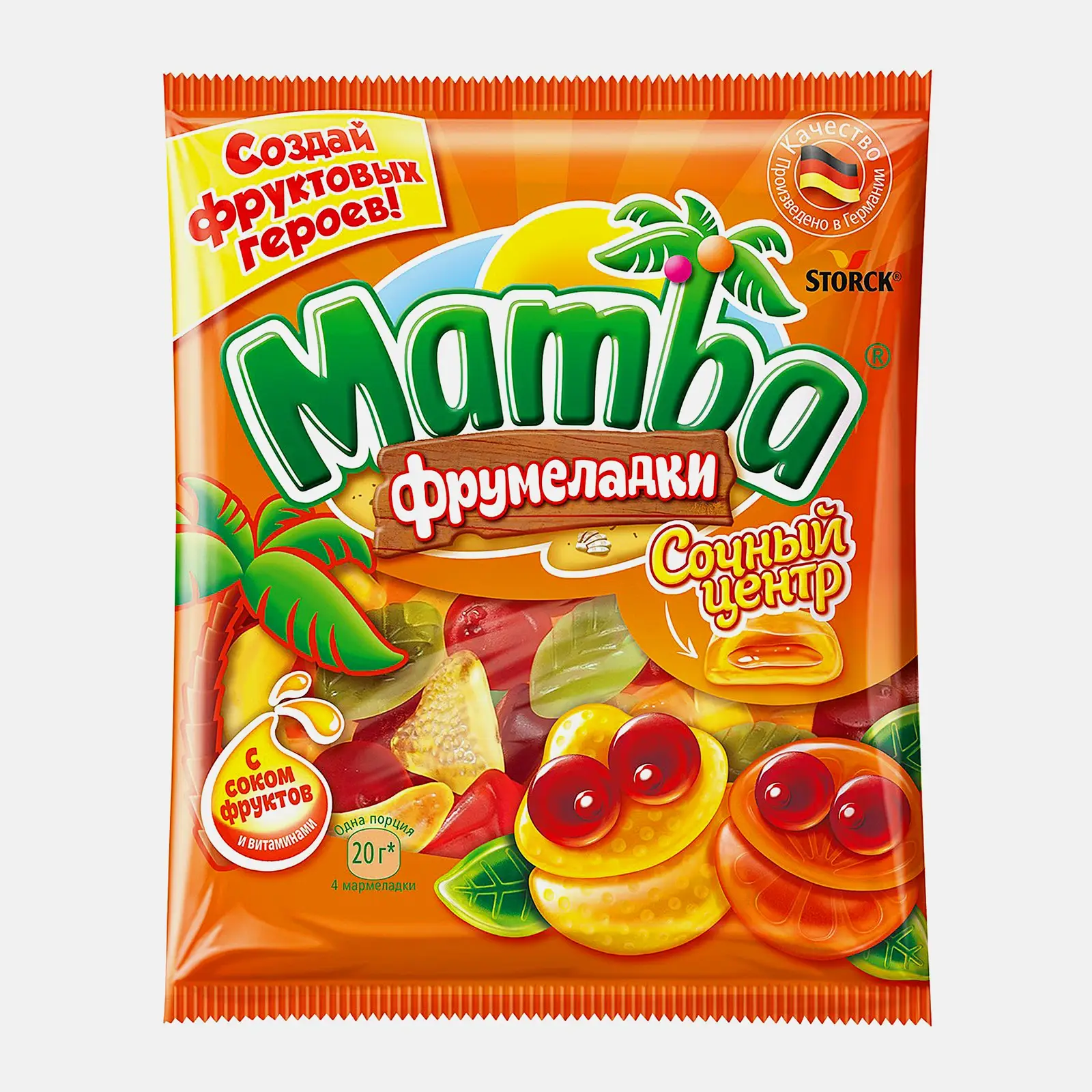 Изображение товара Мармелад жевательный Сочный центр Mamba 70г - фруктовый вкус и витамины