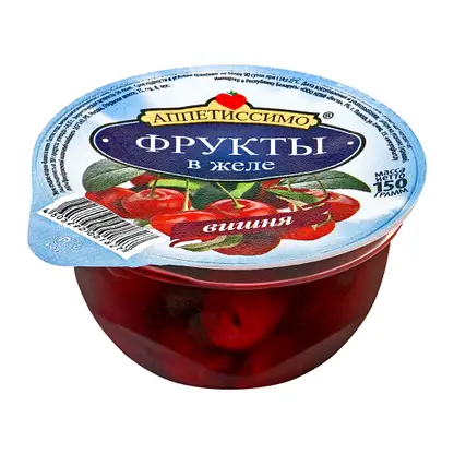 Изображение товара Желе с вишней/персиком/клубникой Аппетиссимо 150г в ассортименте