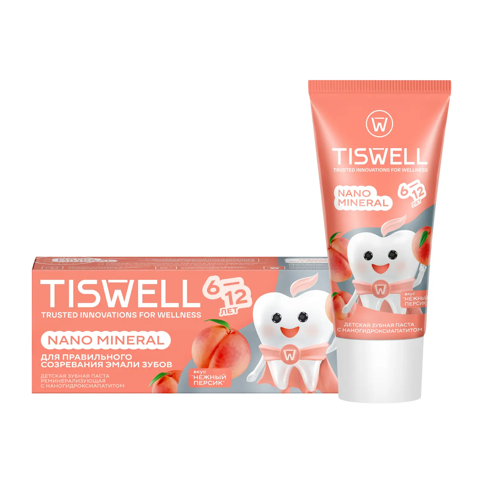 Зубная паста детская Tiswell Nano Mineral Нежный персик 60г