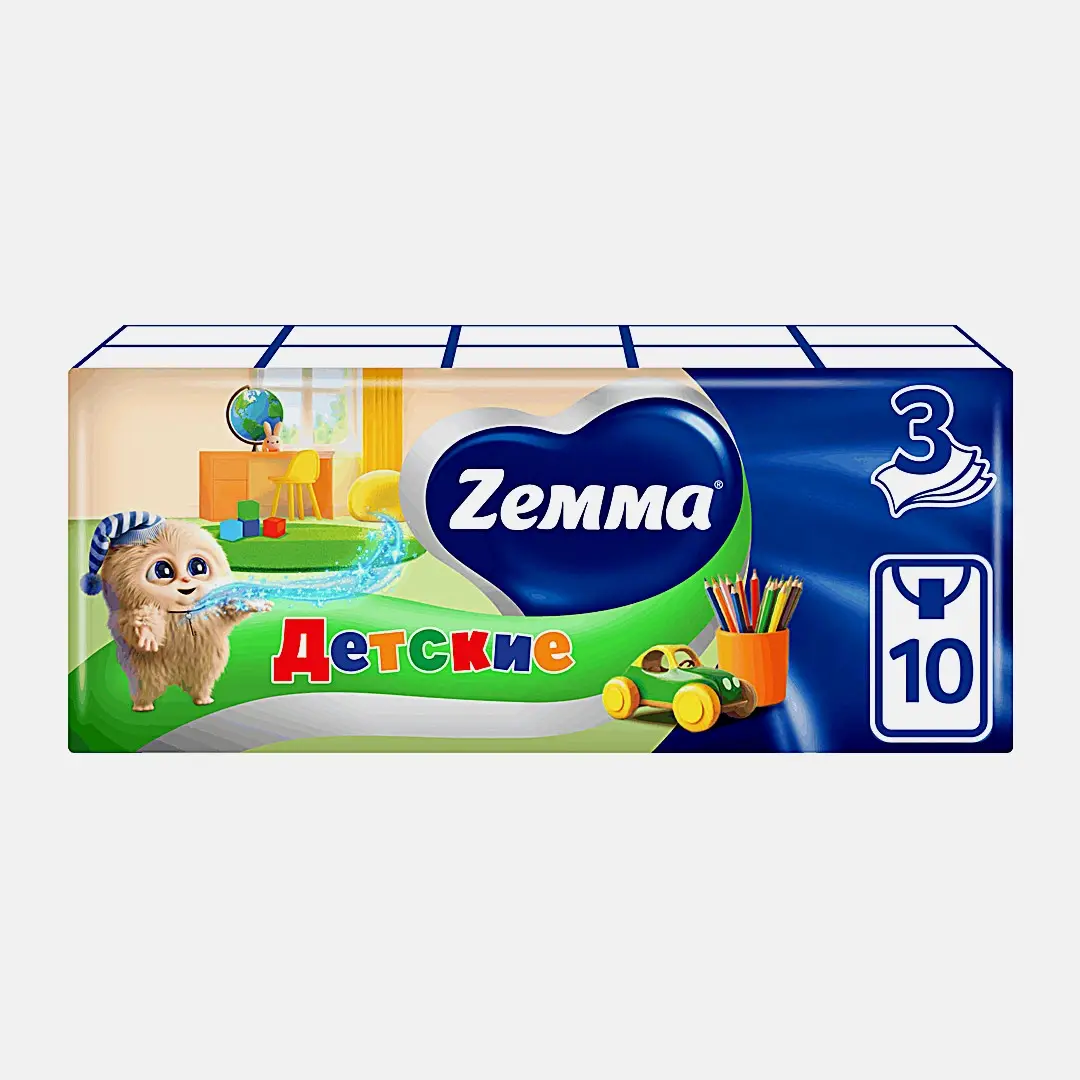 Носовые платочки Kids Zemma 3 слоя 10шт*10шт