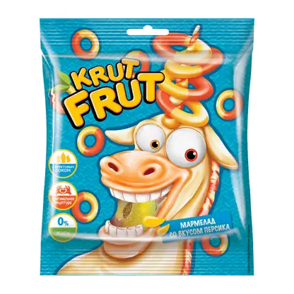 Изображение товара Мармелад жевательный Krut Frut Колечки со вкусом персика 70г
