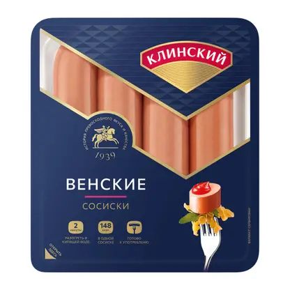 Изображение товара Сосиски Венские Клинский 410г Изображение товара Сосиски Венские Клинский 410г