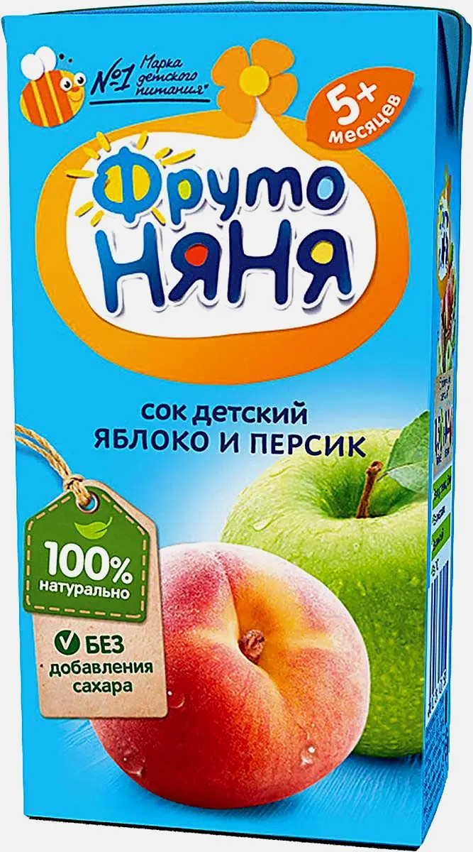 Сок Яблоко-персик с 5 месяцев Фрутоняня 200мл