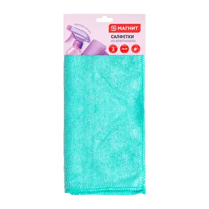 Изображение товара Набор салфеток Магнит из микрофибры 3шт 30x30см универсальные