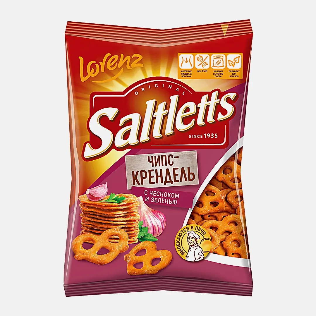Крендельки с чесноком и зеленью Saltletts 70г Крендельки с чесноком и зеленью Saltletts 70г