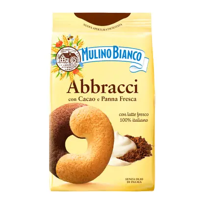 Изображение товара Печенье Mulino Bianco Abbracci какао сливки 350 г натуральное итальянское лакомство