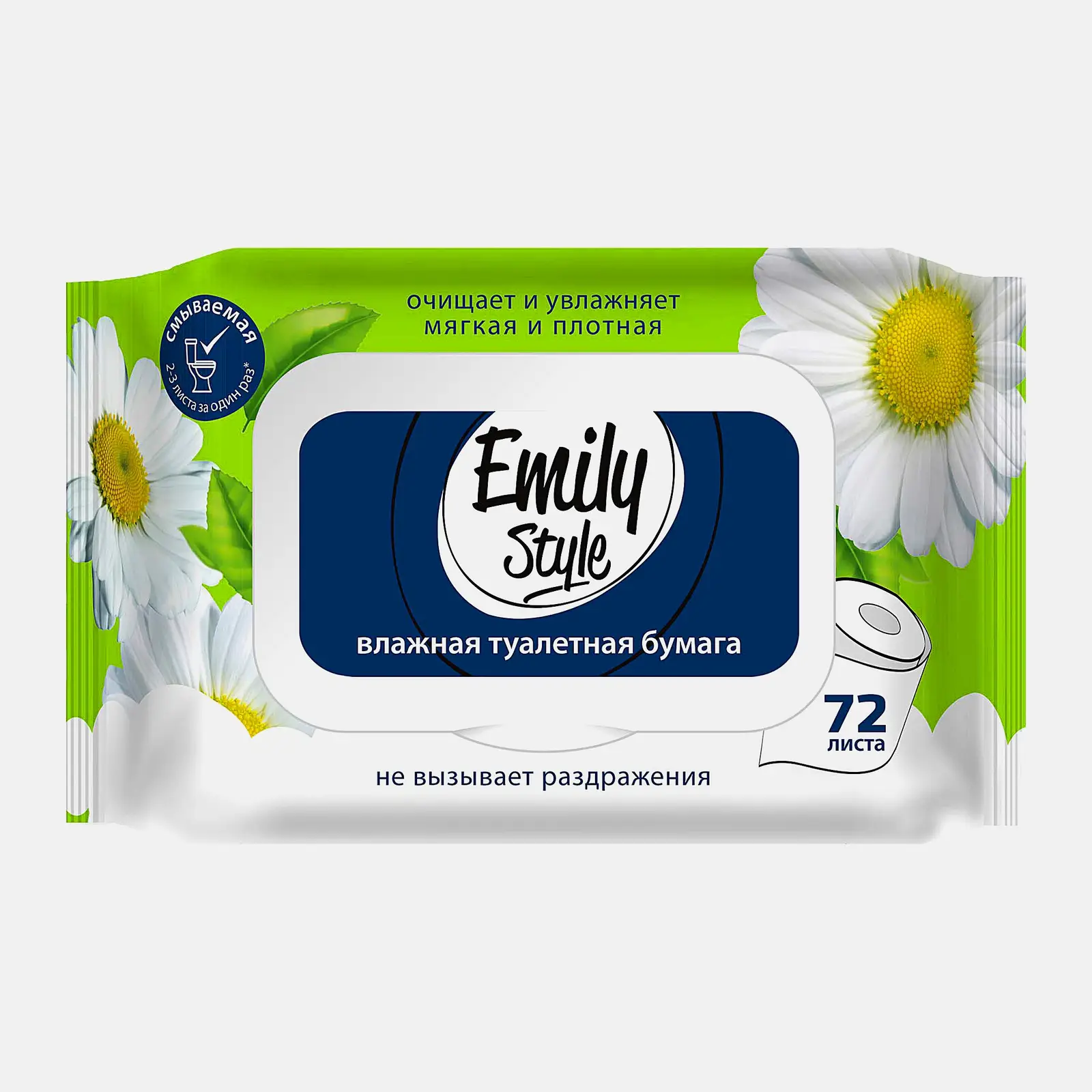 Влажная туалетная бумага очищает и увлажняет Emily Style 72шт Влажная туалетная бумага очищает и увлажняет Emily Style 72шт