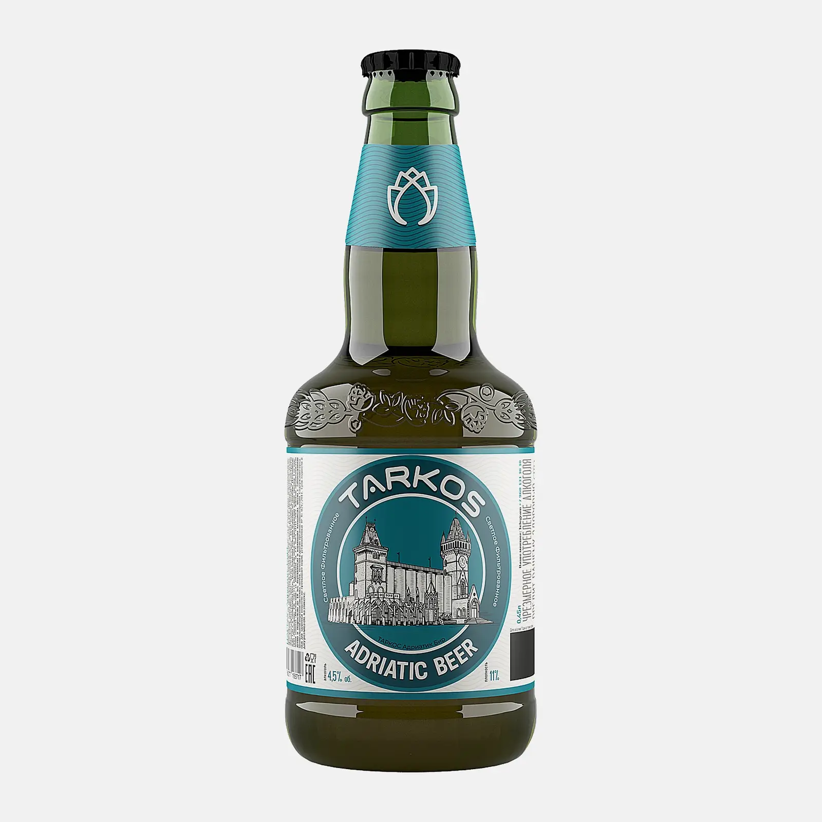 Изображение товара Светлое фильтрованное пастеризованное пиво Tarkos Adriatic Beer 4.5% 450мл