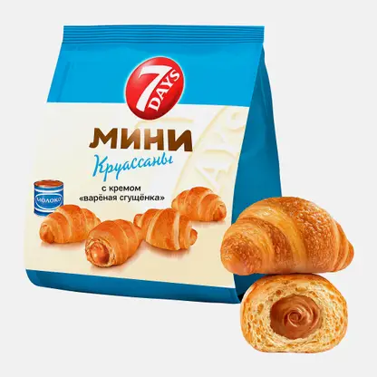 Мини-круассаны с кремом вареная сгущенка 7Days 265г