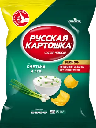 Изображение товара Чипсы Русская картошка картофельные Сметана и лук 140г