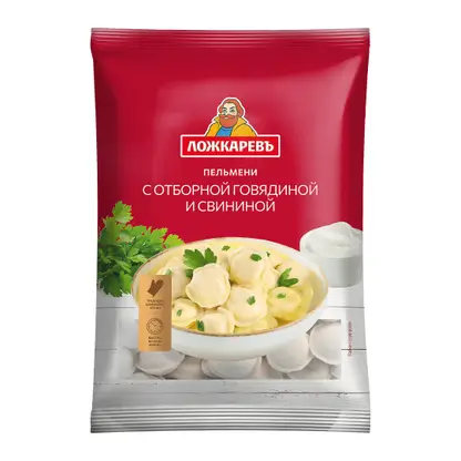 Изображение товара Пельмени с говядиной и свининой Ложкаревъ 700г - качественное быстрое блюдо