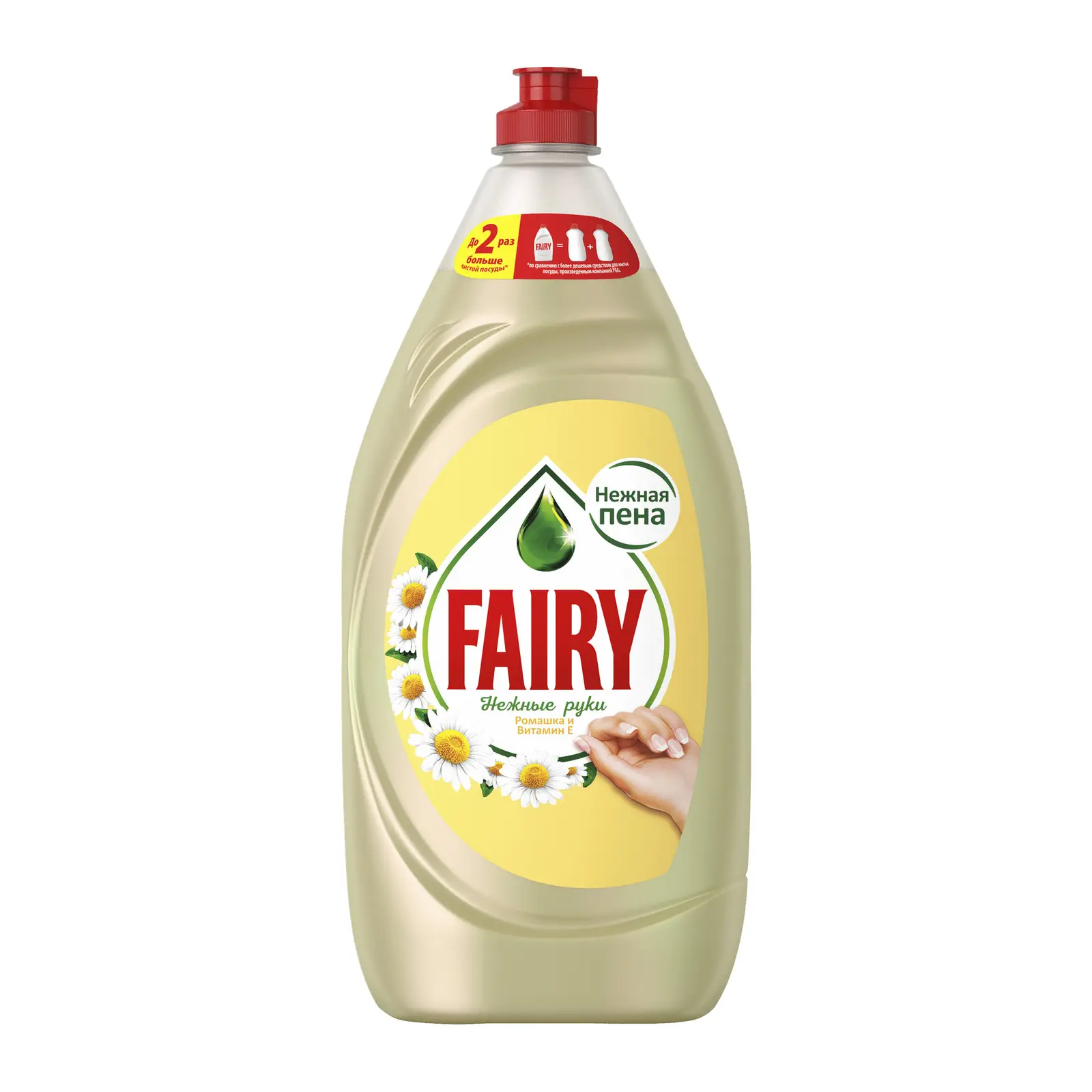 Изображение товара Средство для мытья посуды Fairy Нежные руки Ромашка и витамин Е, 1.35 л