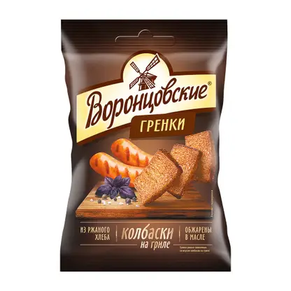 Изображение товара Греночки Воронцовские ржано-пшеничные Колбаски гриль 60г