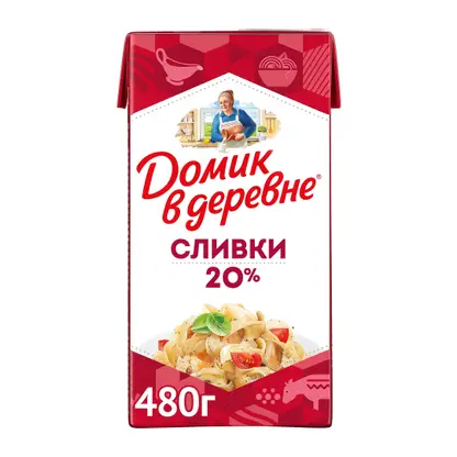 Изображение товара Сливки Домик в деревне стерилизованные 20% 480 г натуральные