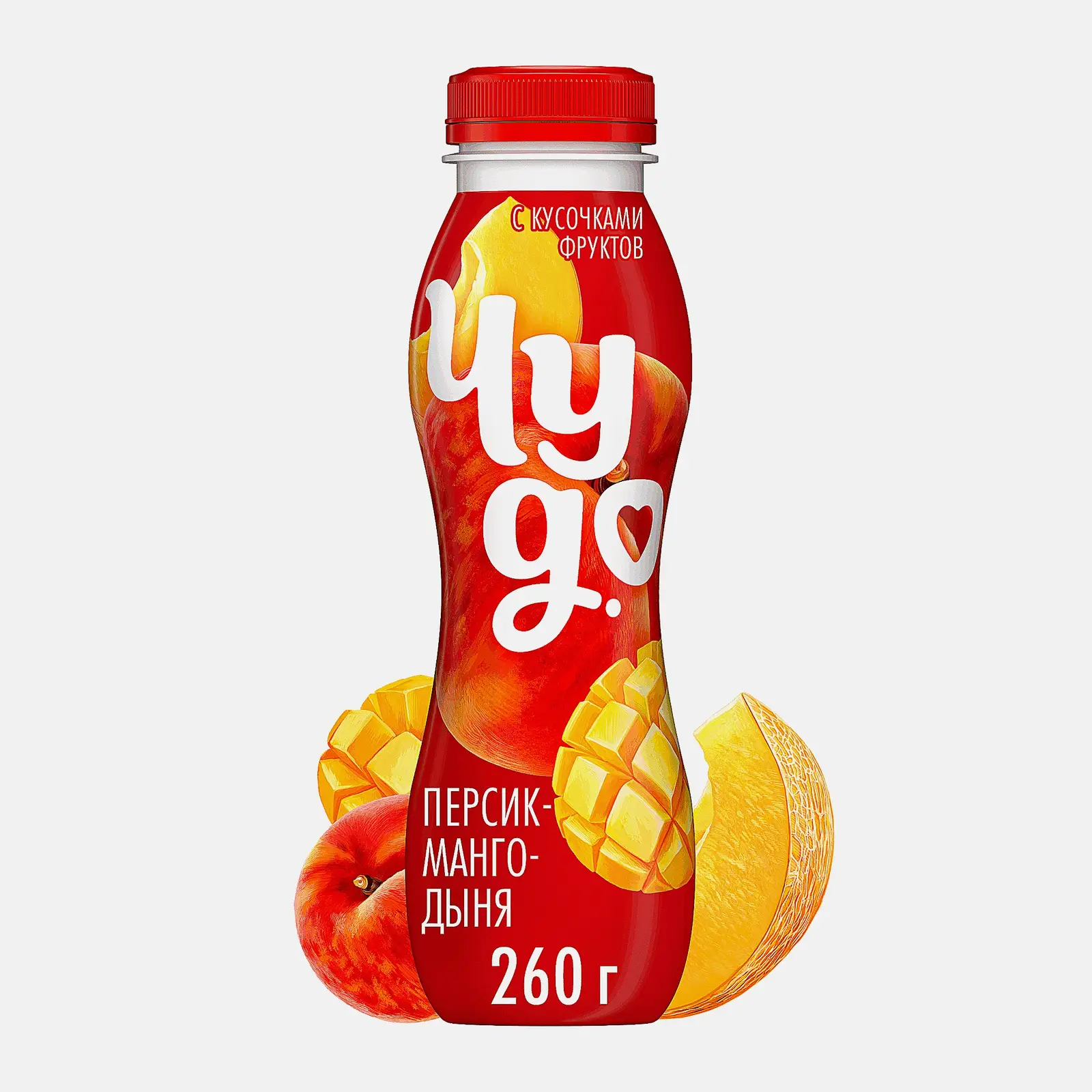 Изображение товара Йогурт питьевой Чудо Дыня Манго Персик 1.9% 260г натуральный фруктовый вкус