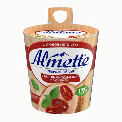 Изображение товара Творожный сыр с вялеными томатами и базиликом Almette 60% 150г