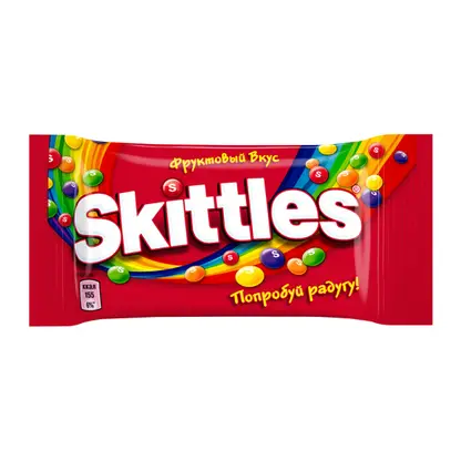Изображение товара Драже Skittles 38 г - яркое фруктовое лакомство с разноцветной глазурью