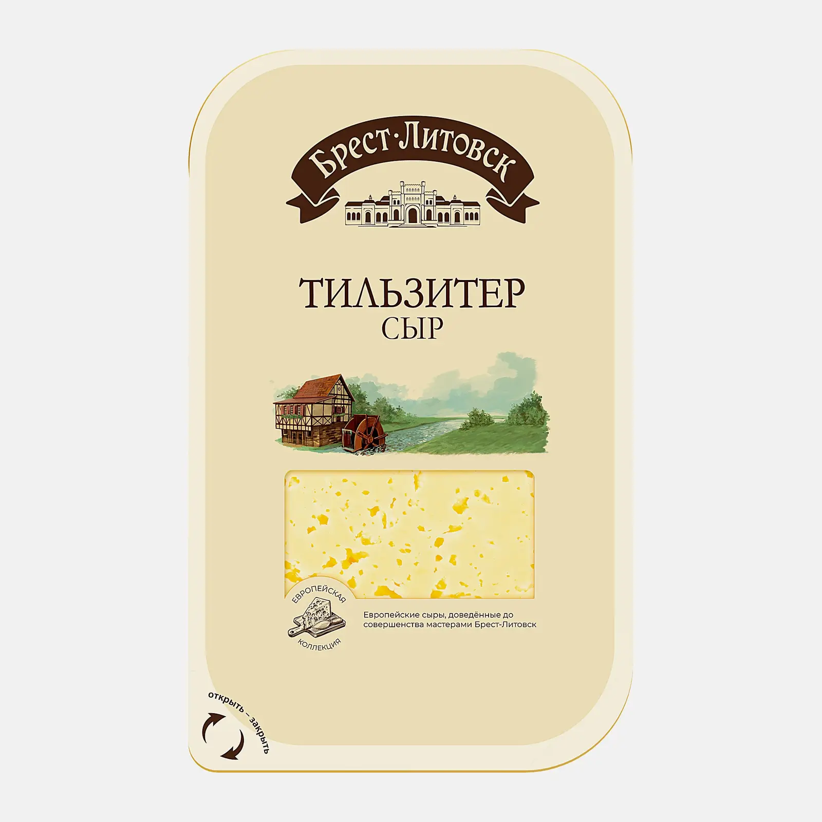 Изображение товара Полутвердый сыр Тильзитер нарезка 130г Брест-Литовск 45%