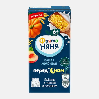 Молочная кашка пшенная с тыквой и персиком Фрутоняня 200мл