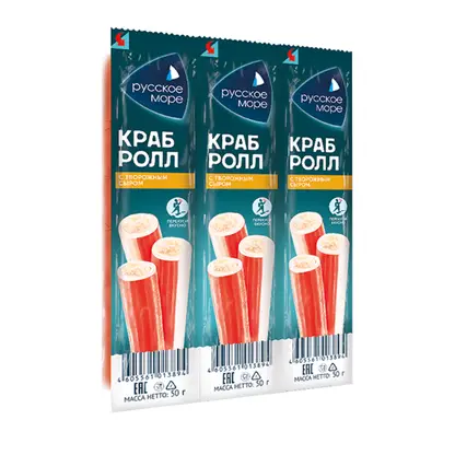 Изображение товара Крабовый ролл Русское море с творожным сыром 50г