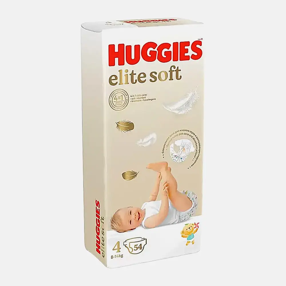 Подгузники №4 8-14кг Huggies Elite Soft 54шт