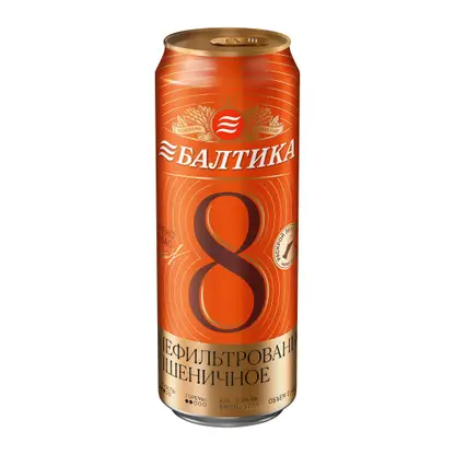 Изображение товара Пиво Балтика 8 светлое нефильтрованное пастеризованное 5% 450мл