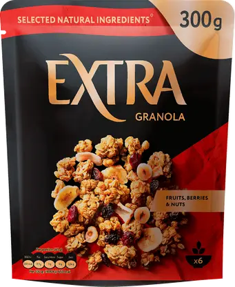 Гранола Extra с фруктовыми ягодами и орехами 300г