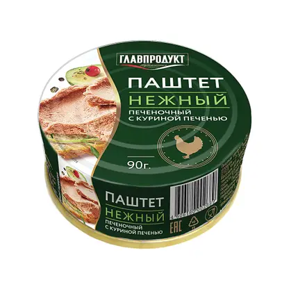 Изображение товара Паштет Главпродукт Нежный с куриной печенью 90г