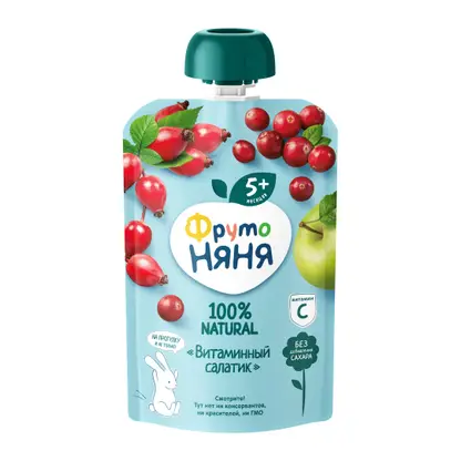 Изображение товара Пюре Витаминный салатик с клюквой с 5 месяцев Фрутоняня 90г