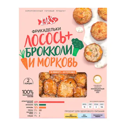 Изображение товара Фрикадельки Laks+ из лосося морковь брокколи 300г
