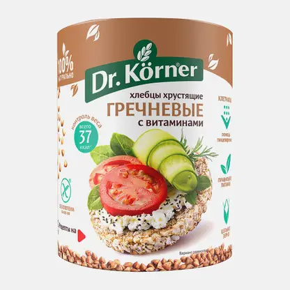 Хлебцы гречневые с витаминами без глютена Dr.Korner 100г