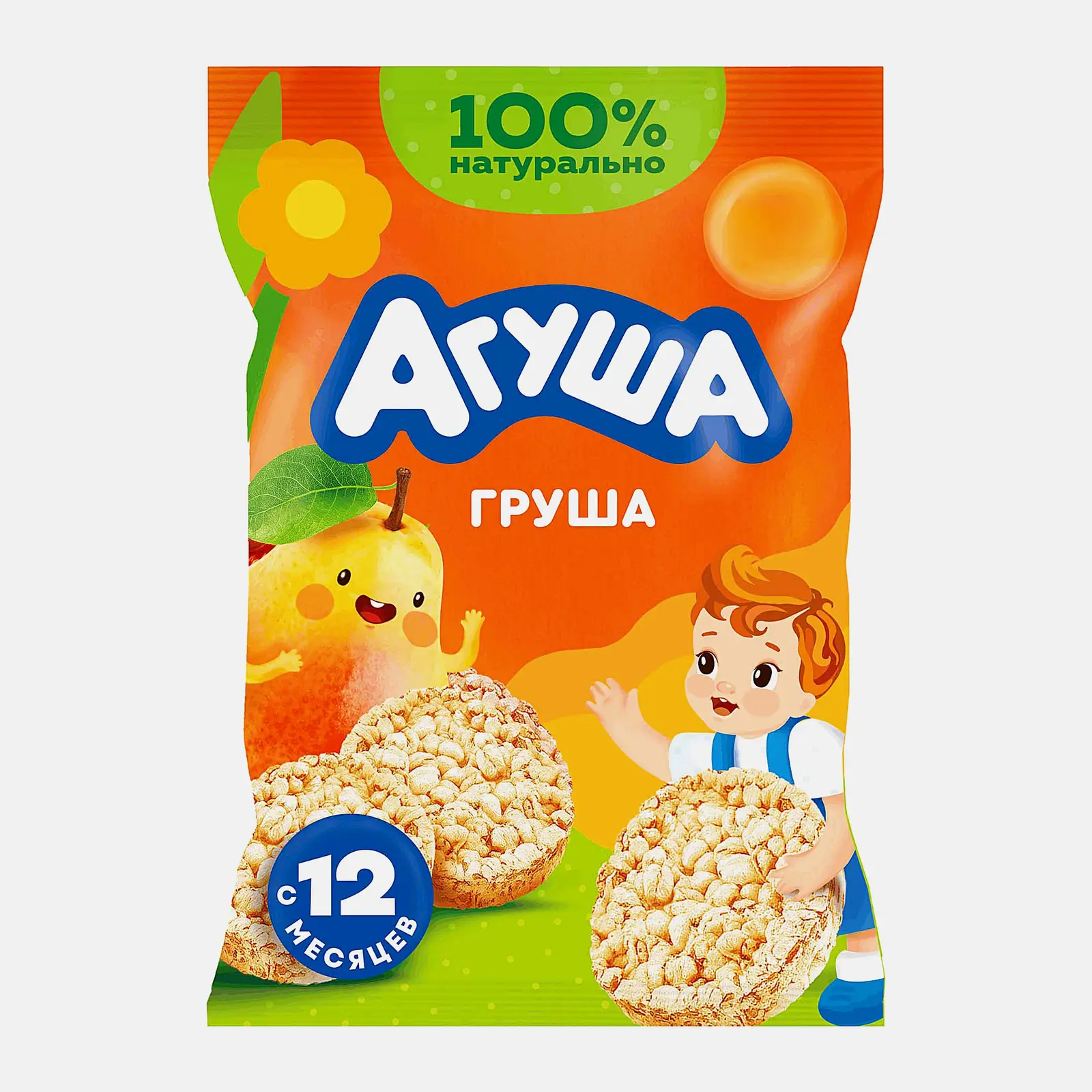 Изображение товара Мини-хлебцы Агуша Полезный Перекус Рисовые с грушевым соком 30г для детей