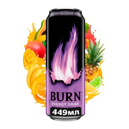 Изображение товара Энергетический напиток Burn Тропический микс 449мл