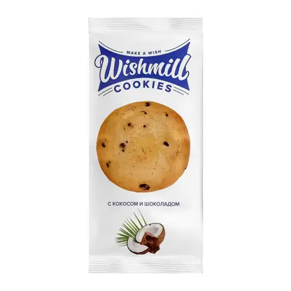 Изображение товара Кукис с кокосом и шоколадом 180г вкусное печенье для сладкоежек