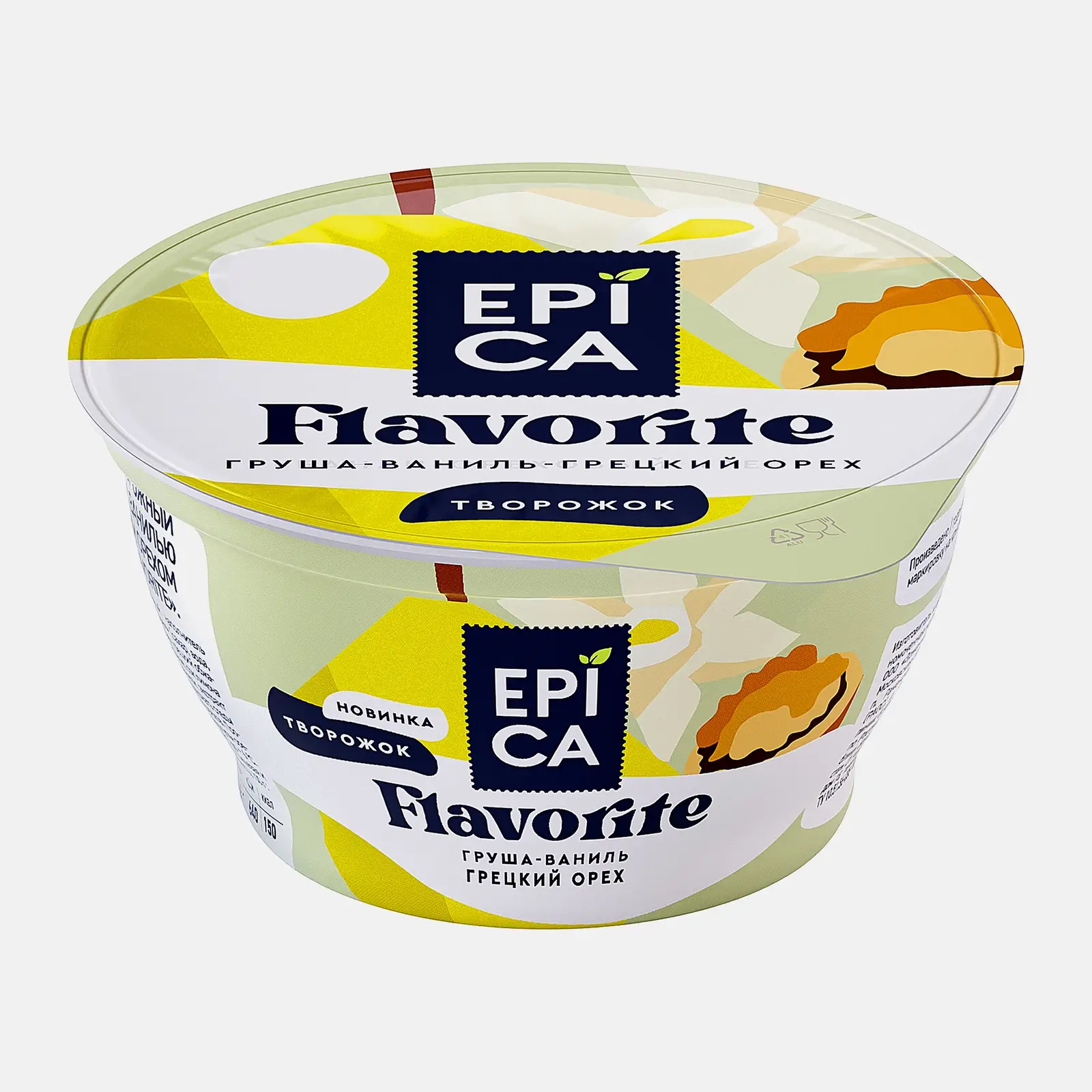 Изображение товара Творожный десерт Epica Flavorite с грушей и грецким орехом 130г