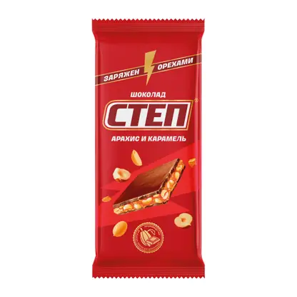 Изображение товара Шоколад молочный Степ с арахисом и карамелью 80г