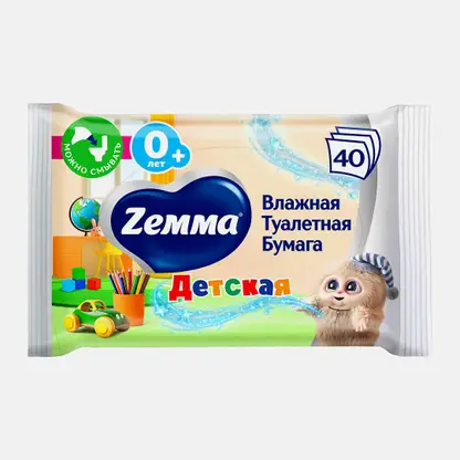 Влажная туалетная бумага Zemma Kids детская 40шт