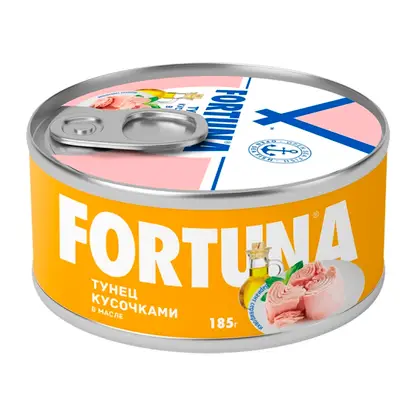Изображение товара Тунец Fortuna кусочки в масле 185г